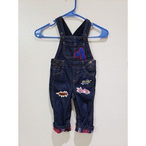 Boys Rock 100% cotton, plaid cuff, straight leg, Denim Overalls, boy size 18M